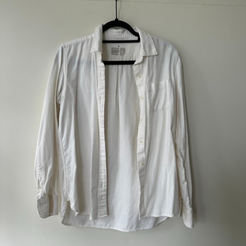 Muji 100% Cotton Button Down Shirt Off White